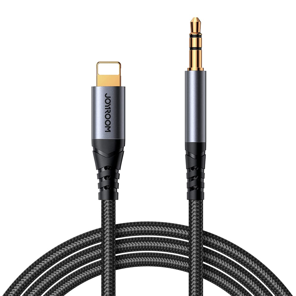 Kabel audio stereo iPhone iPad Aux 3.5mm mini jack Lightning 1.2m czarny