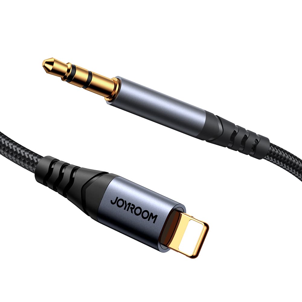 Kabel audio stereo iPhone iPad Aux 3.5mm mini jack Lightning 1.2m czarny