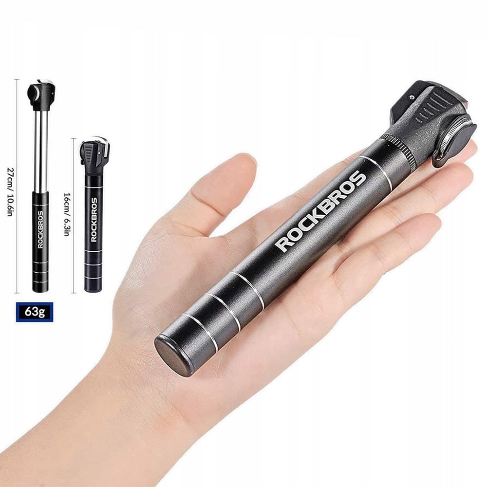 Mała pompka rowerowa 7bar aluminium dł. 17cm czarna