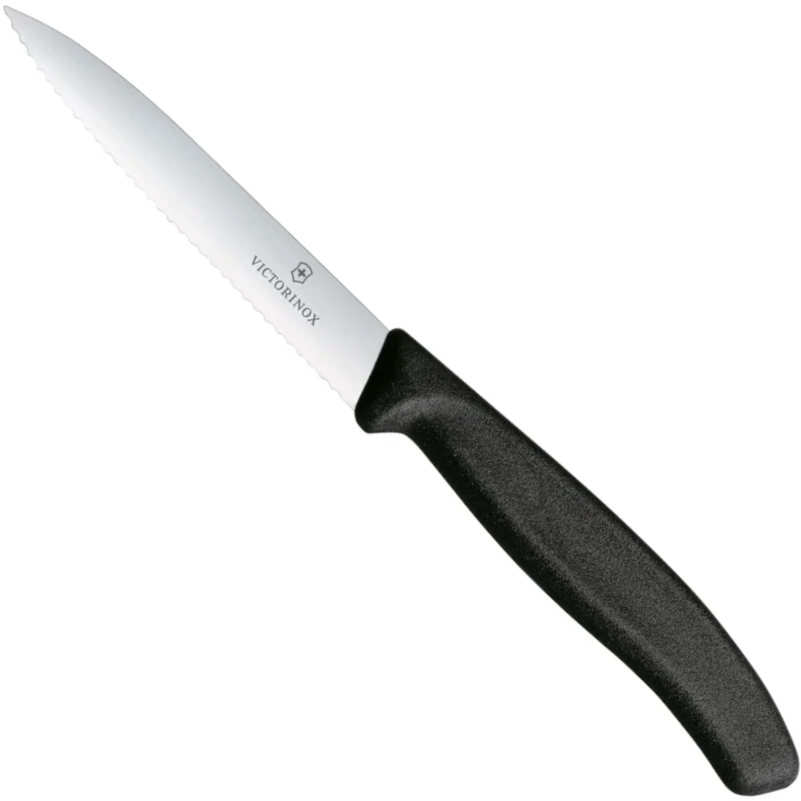 Nóż do jarzyn z ząbkowanym ostrzem dł. 100mm czarny