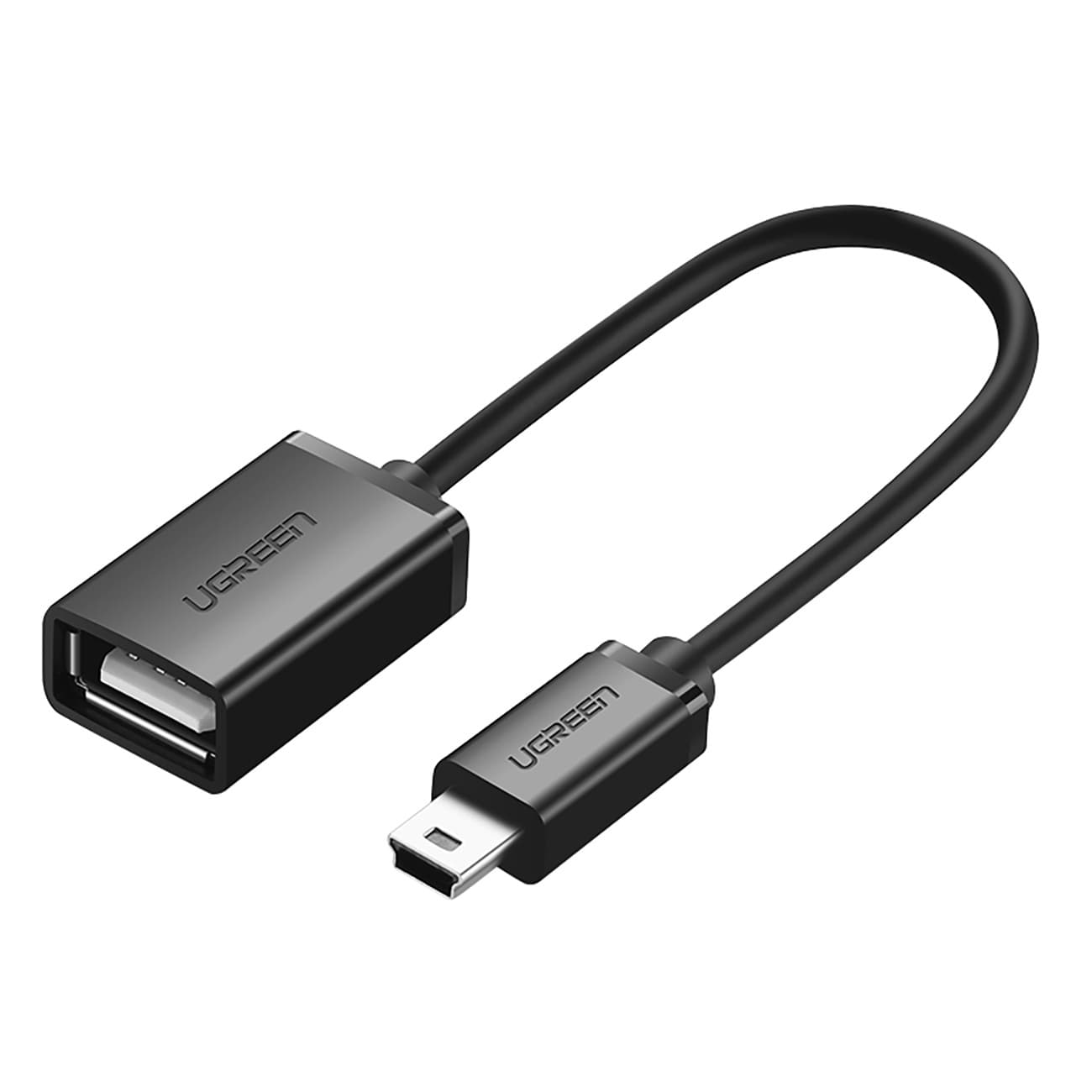 Adapter przejściówka mini USB-B męski USB-A żeński Otg 10cm szary
