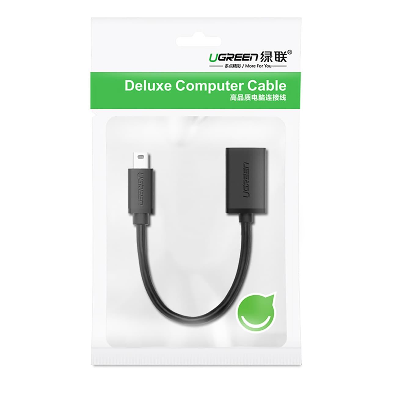 Adapter przejściówka mini USB-B męski USB-A żeński Otg 10cm szary