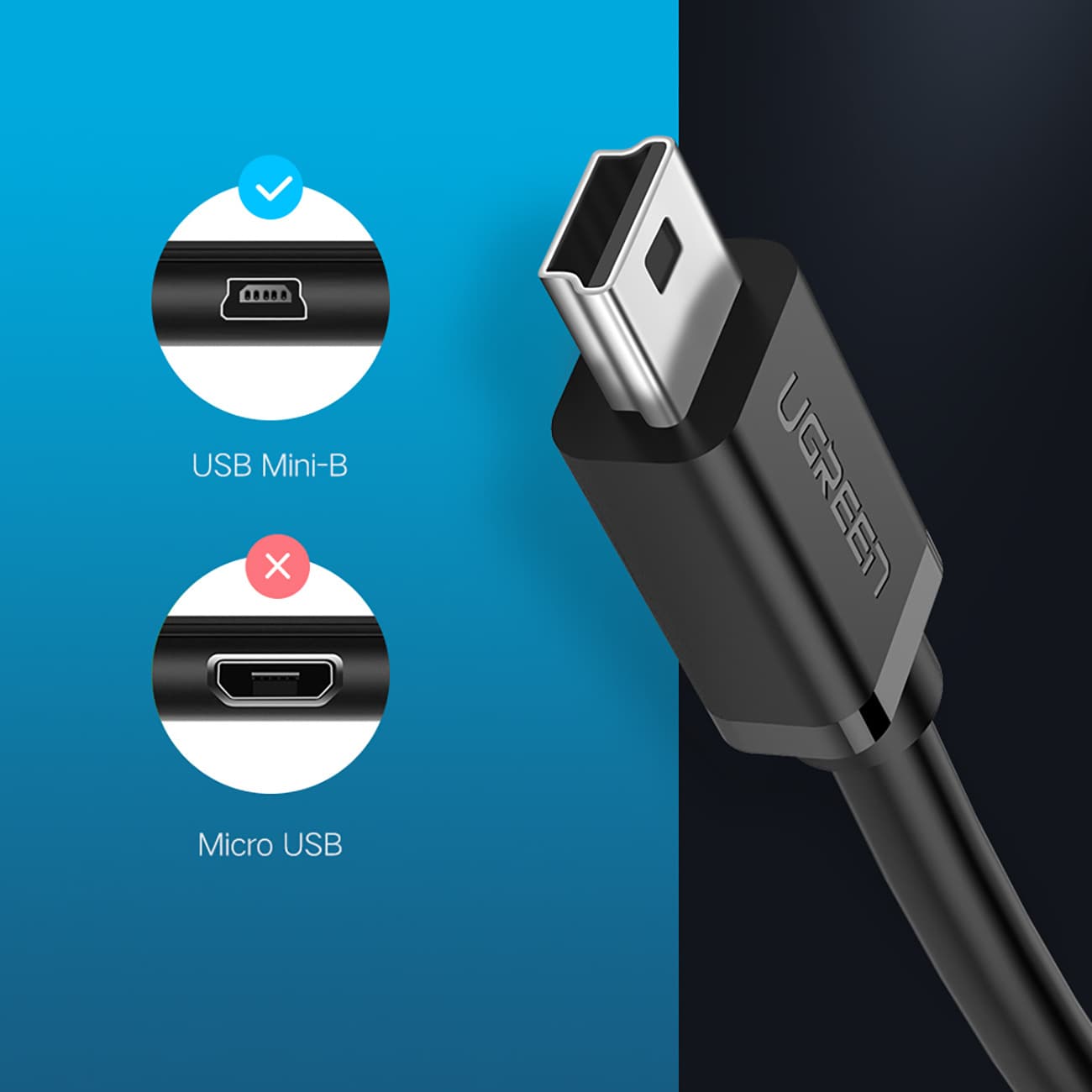 Adapter przejściówka mini USB-B męski USB-A żeński Otg 10cm szary