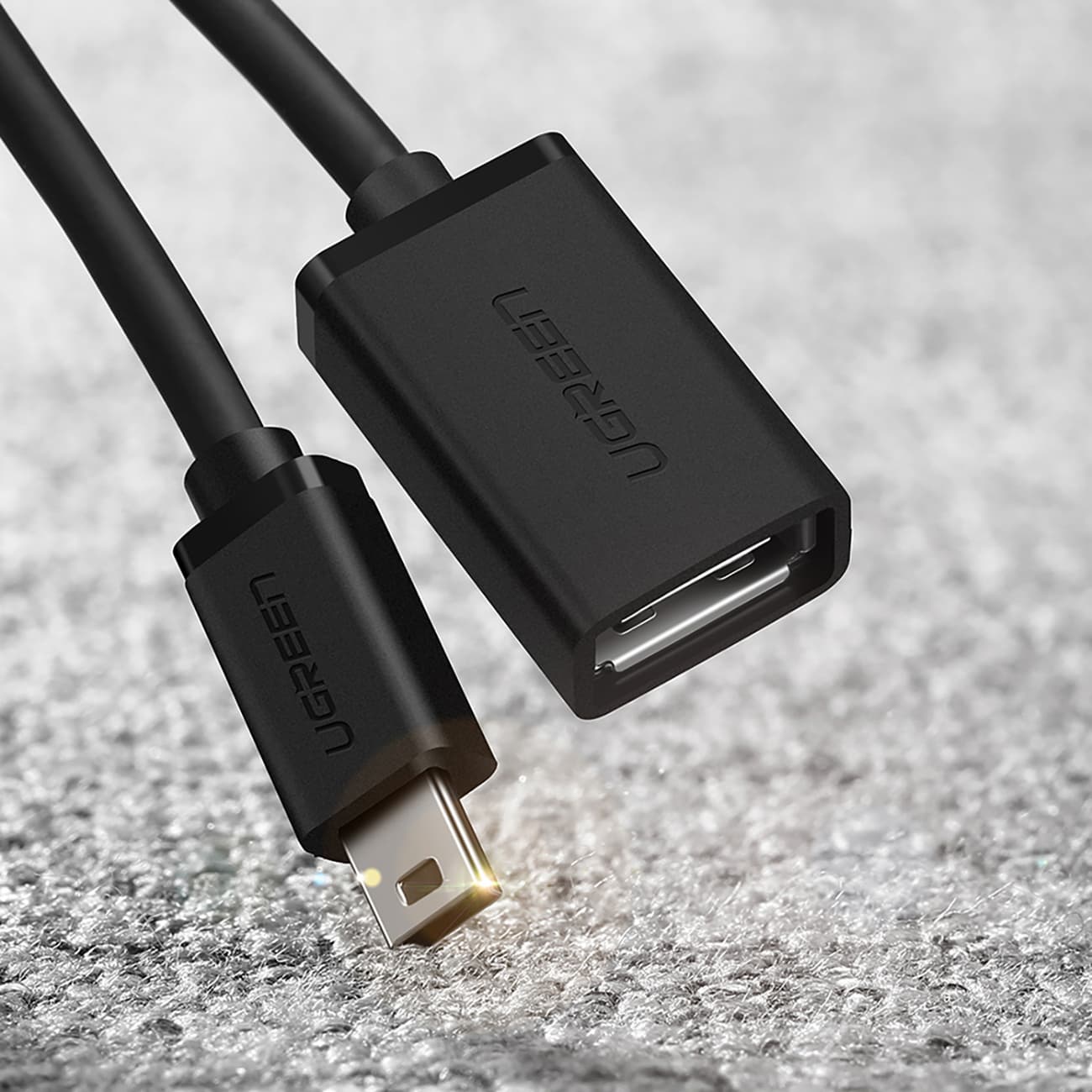 Adapter przejściówka mini USB-B męski USB-A żeński Otg 10cm szary