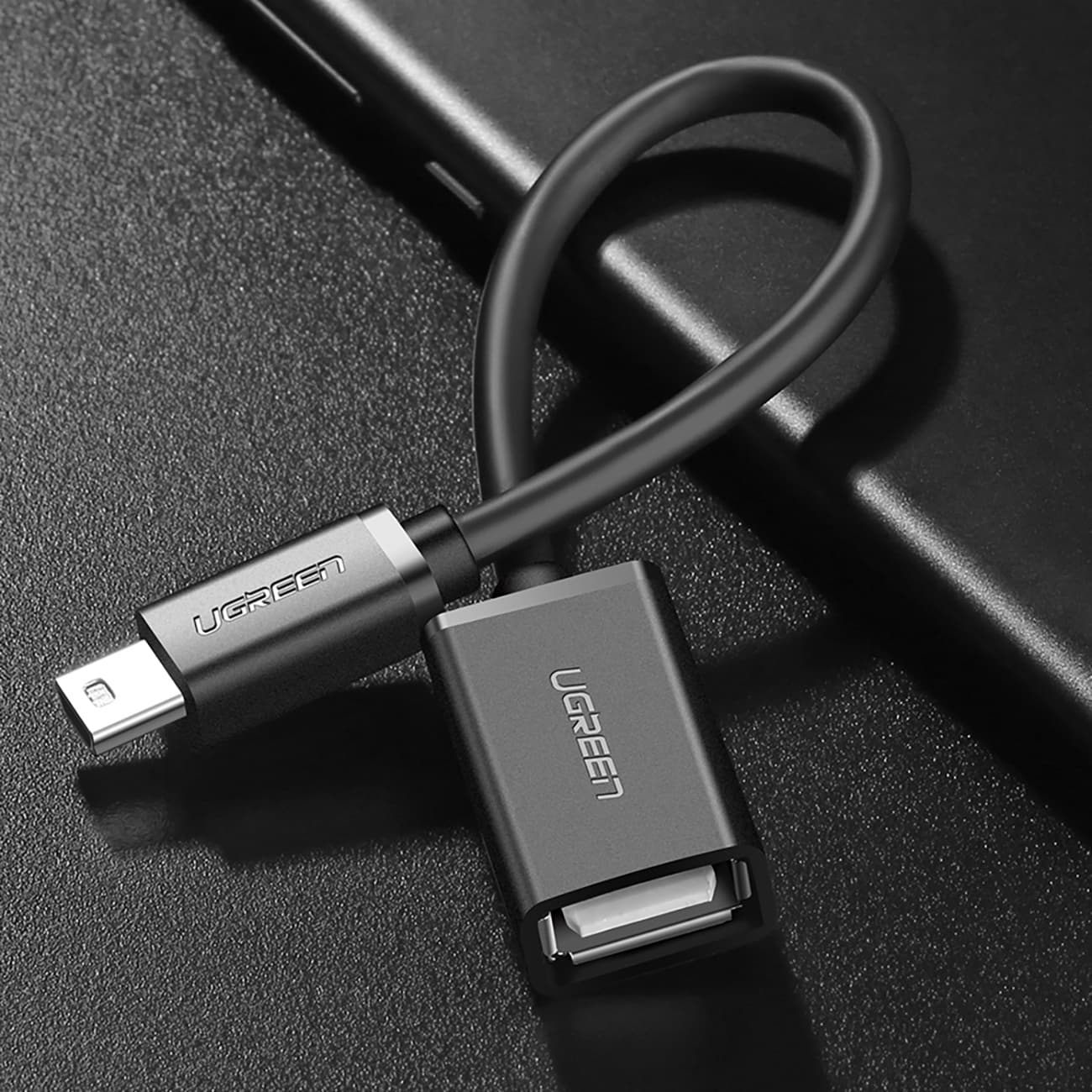 Adapter przejściówka mini USB-B męski USB-A żeński Otg 10cm szary
