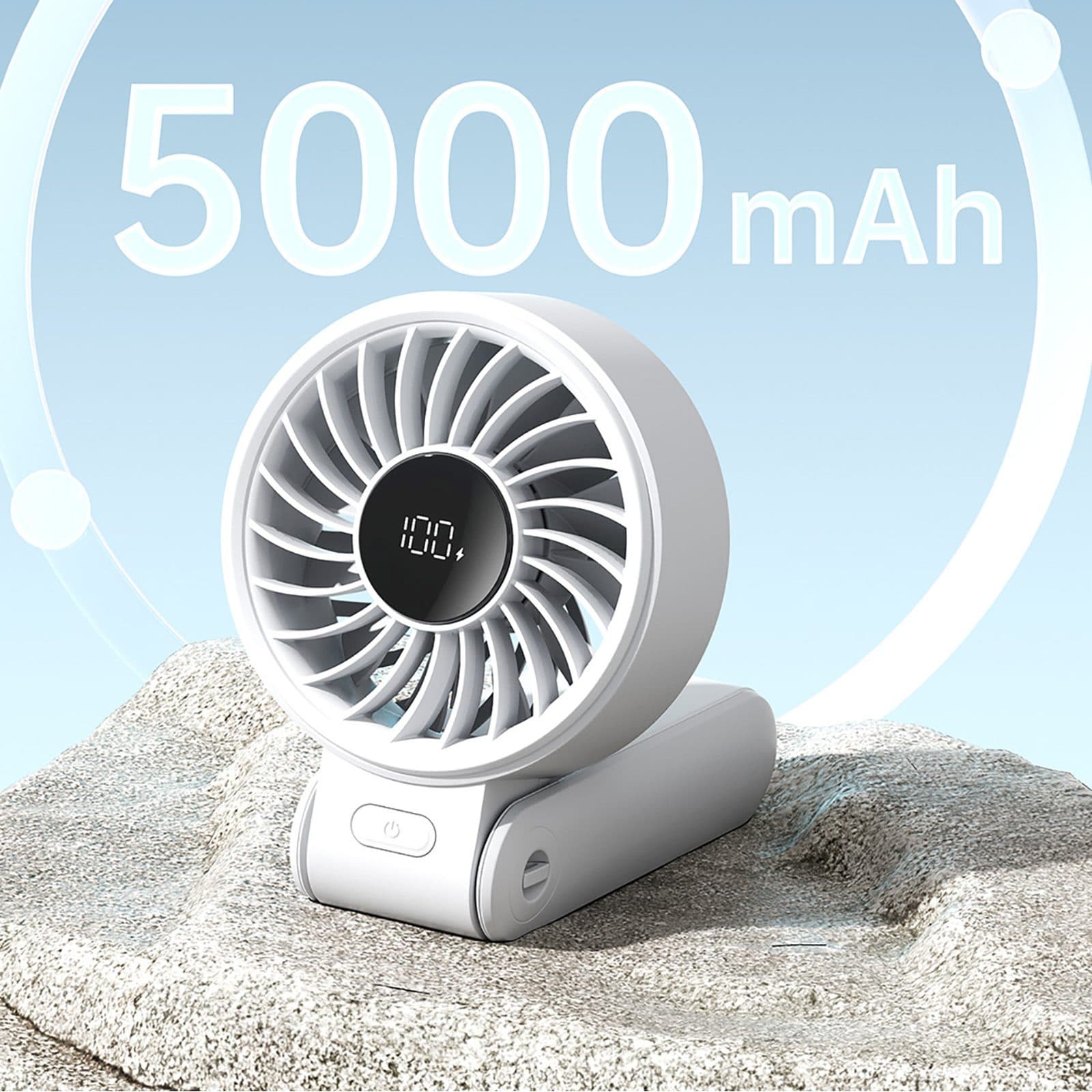 Mini wentylator wiatrak ręczny USB-C 5000mAh szary