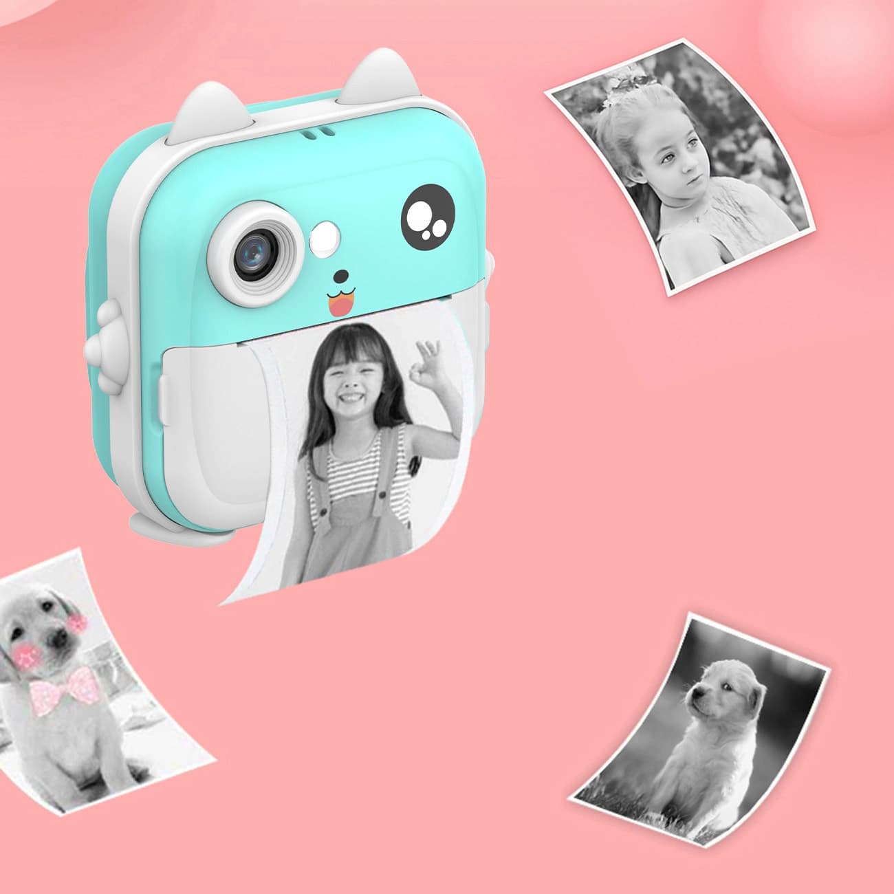 Mini drukarka termiczna WDT 02 z aparatem kamerą dla dzieci niebieska
