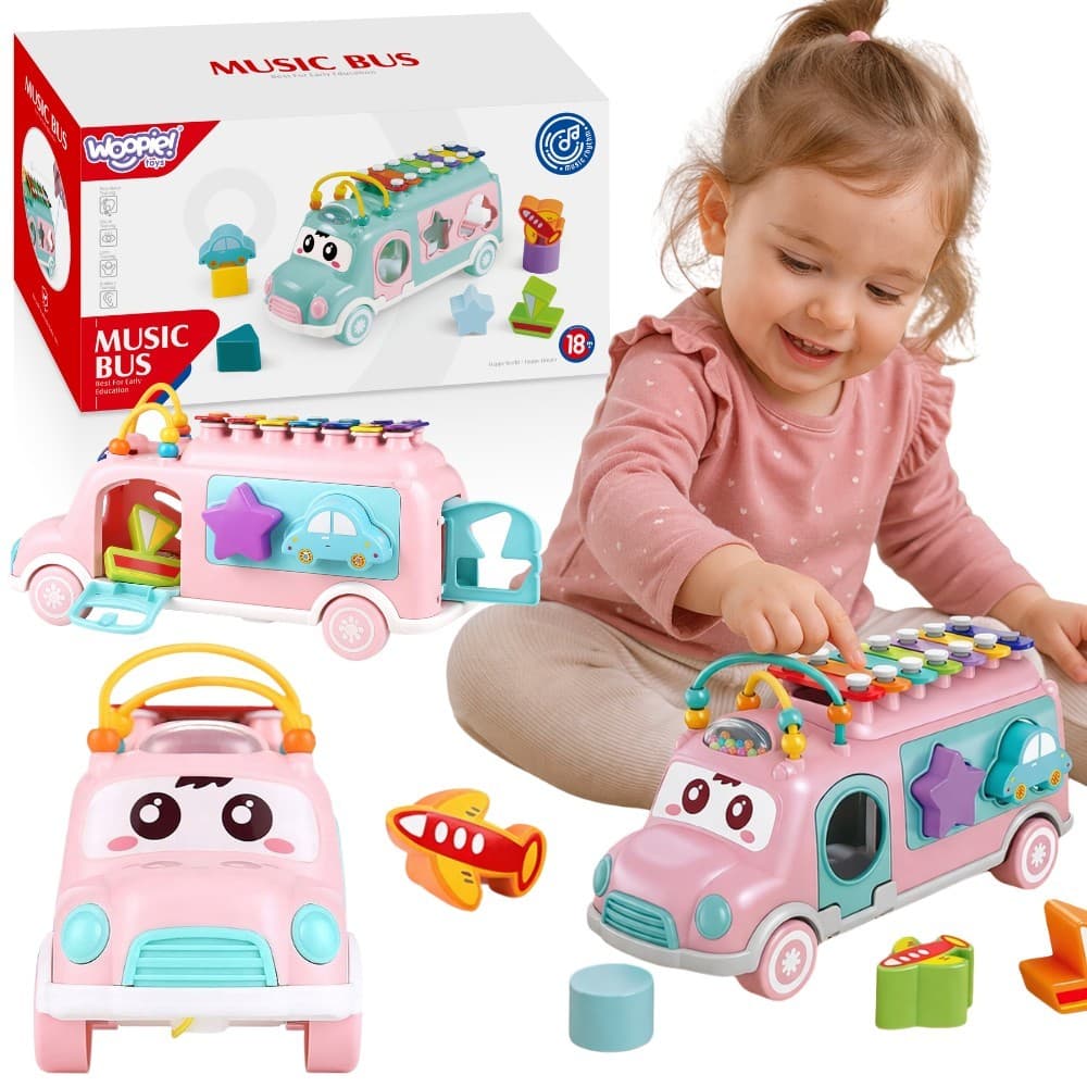 WOOPIE BABY Samochodzik Muzyczny Sorter z Cymbałkami Różowy