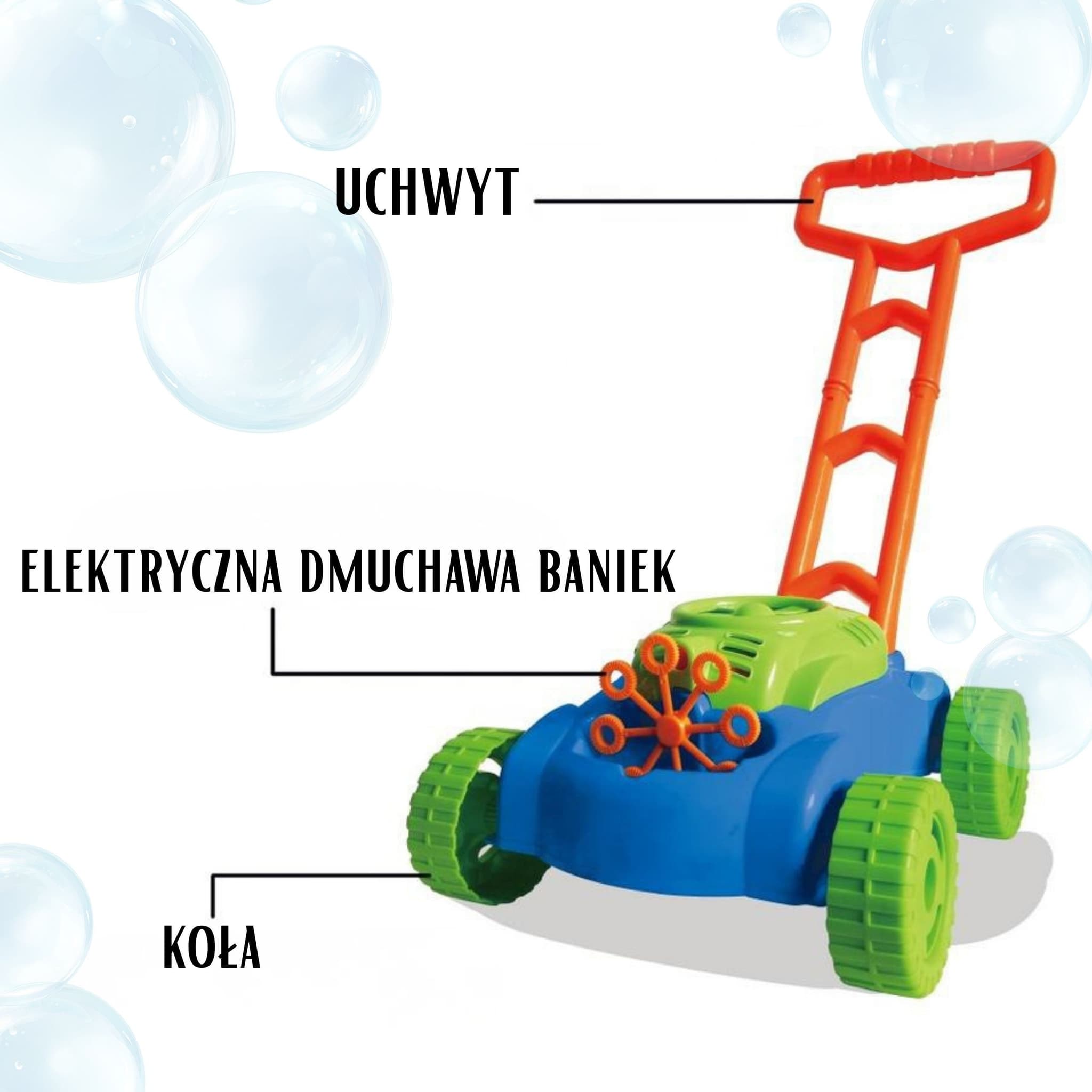 WOOPIE Kosiarka Bańki Mydlane Dźwięki Płyn