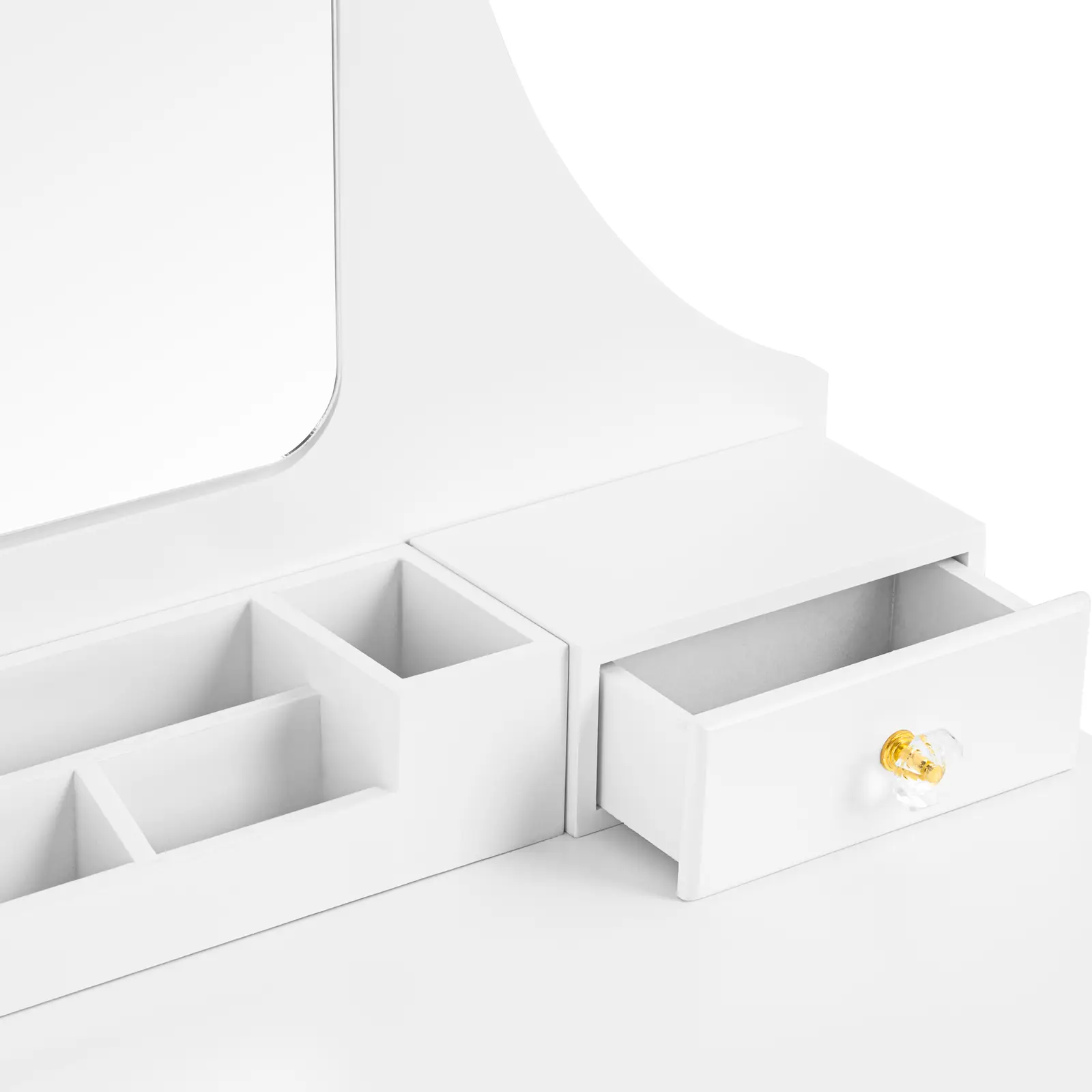 Toaletka kosmetyczna z lustrem taboretem organizerem 5 szuflad - biała