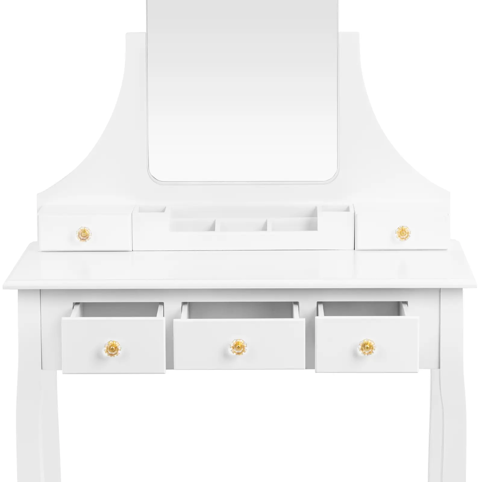 Toaletka kosmetyczna z lustrem taboretem organizerem 5 szuflad - biała